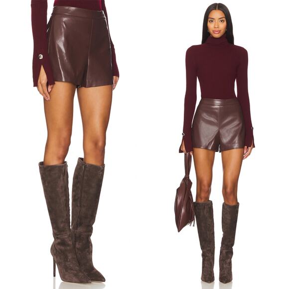 Alice + Olivia Pants - Alice + Olivia Hera Back Zip Short Espresso